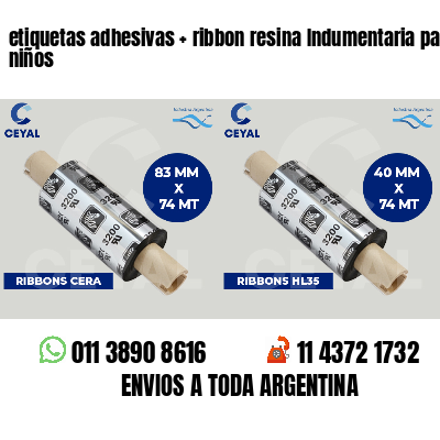 etiquetas adhesivas ribbon resina Indumentaria para niños