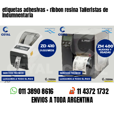 etiquetas adhesivas ribbon resina Talleristas de indumnentaria