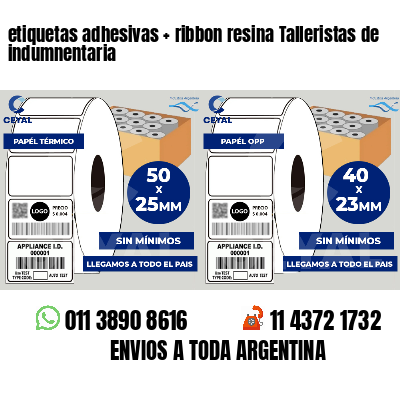 etiquetas adhesivas ribbon resina Talleristas de indumnentaria
