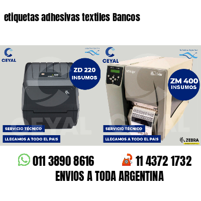 etiquetas adhesivas textiles Bancos