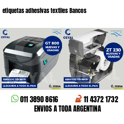 etiquetas adhesivas textiles Bancos