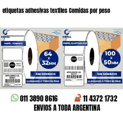 etiquetas adhesivas textiles Comidas por peso