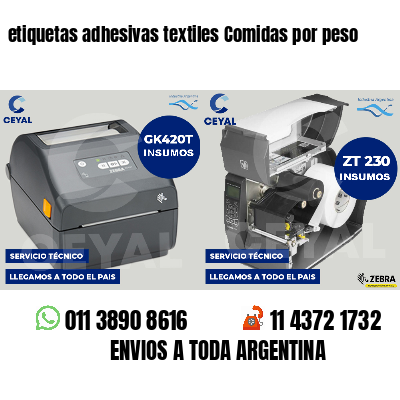 etiquetas adhesivas textiles Comidas por peso