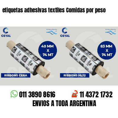 etiquetas adhesivas textiles Comidas por peso