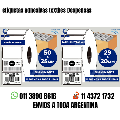 etiquetas adhesivas textiles Despensas