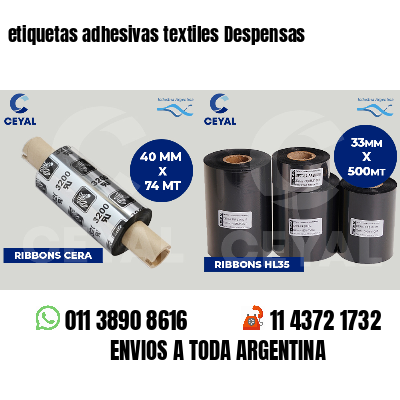 etiquetas adhesivas textiles Despensas