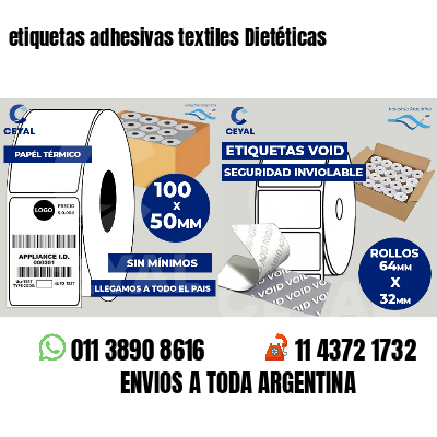 etiquetas adhesivas textiles Dietéticas