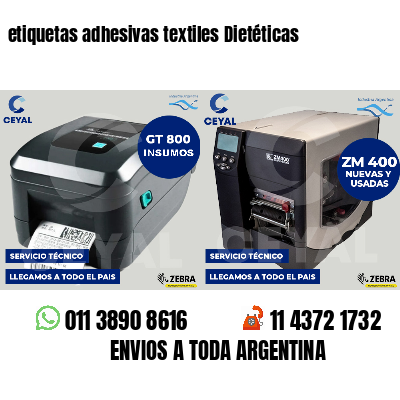 etiquetas adhesivas textiles Dietéticas