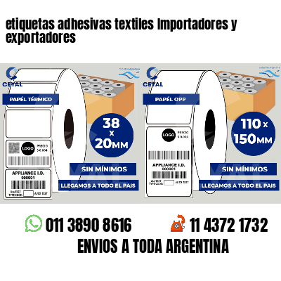 etiquetas adhesivas textiles Importadores y exportadores