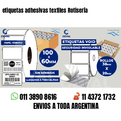 etiquetas adhesivas textiles Rotisería