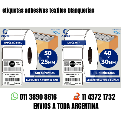 etiquetas adhesivas textiles blanquerías
