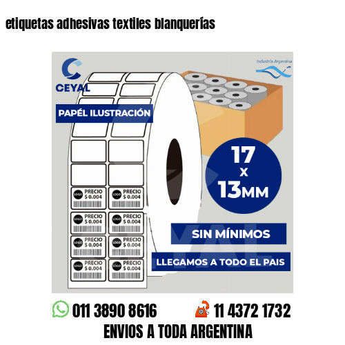 etiquetas adhesivas textiles blanquerías