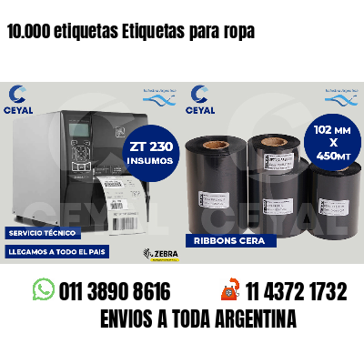 10.000 etiquetas Etiquetas para ropa
