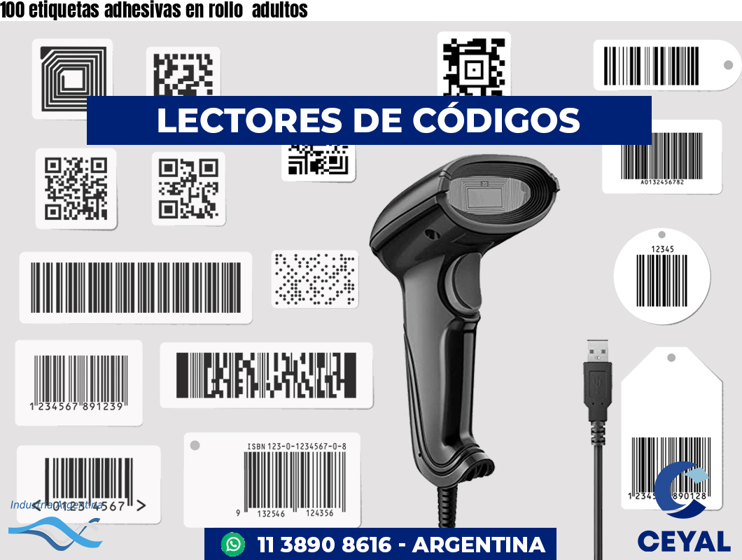 100 etiquetas adhesivas en rollo adultos