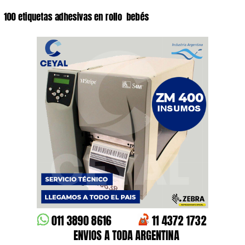100 etiquetas adhesivas en rollo  bebés