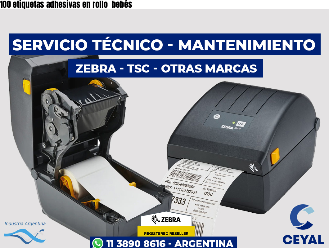 100 etiquetas adhesivas en rollo  bebés