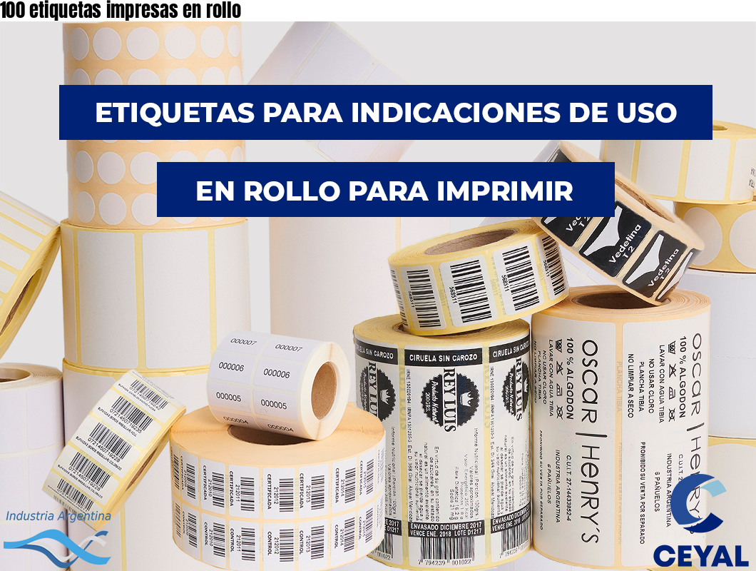 100 etiquetas impresas en rollo