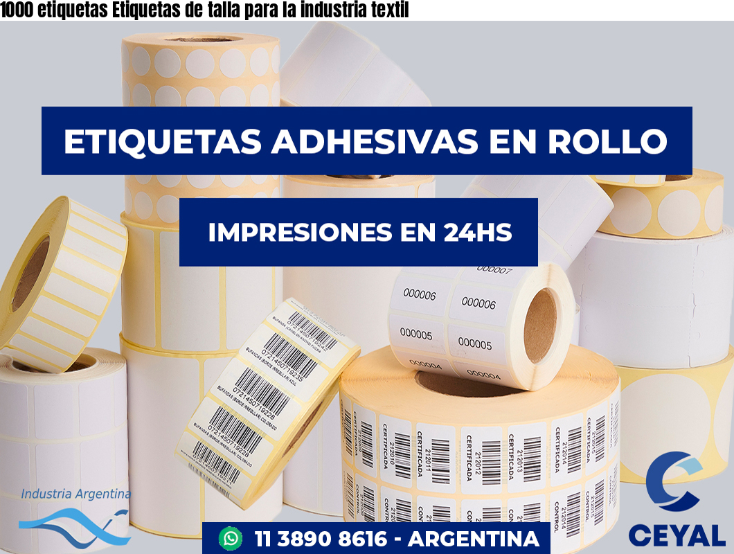 1000 etiquetas Etiquetas de talla para la industria textil