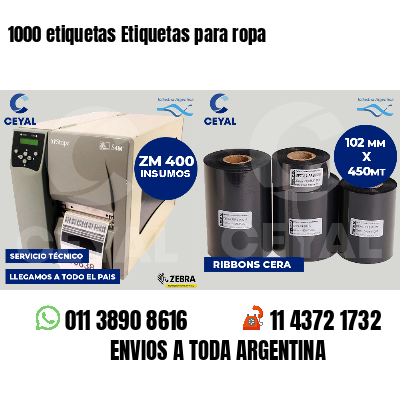 1000 etiquetas Etiquetas para ropa