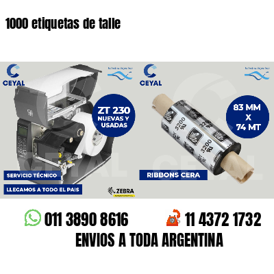 1000 etiquetas de talle