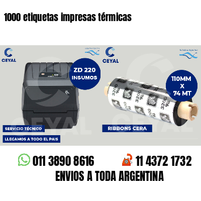 1000 etiquetas impresas térmicas