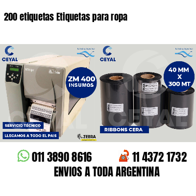 200 etiquetas Etiquetas para ropa