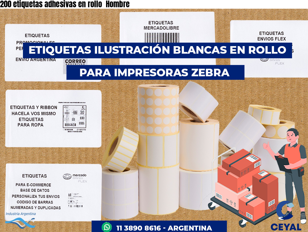 200 etiquetas adhesivas en rollo  Hombre