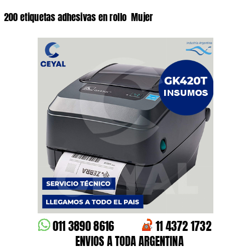 200 etiquetas adhesivas en rollo Mujer