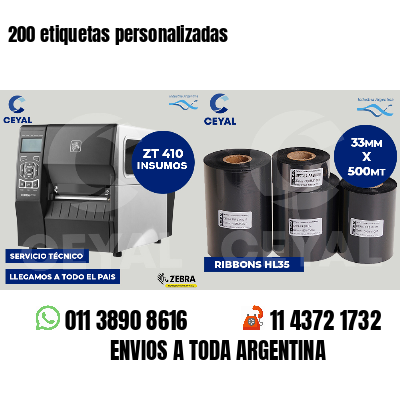 200 etiquetas personalizadas
