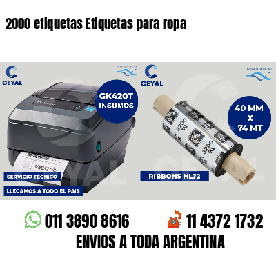 2000 etiquetas Etiquetas para ropa