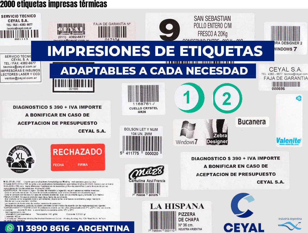 2000 etiquetas impresas térmicas
