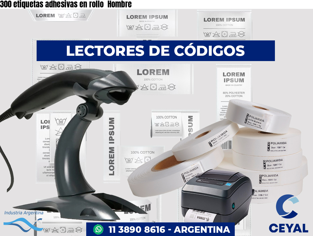 300 etiquetas adhesivas en rollo Hombre