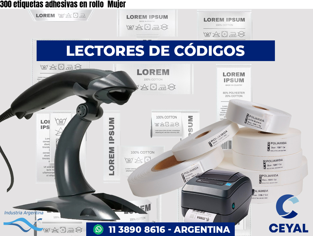 300 etiquetas adhesivas en rollo Mujer