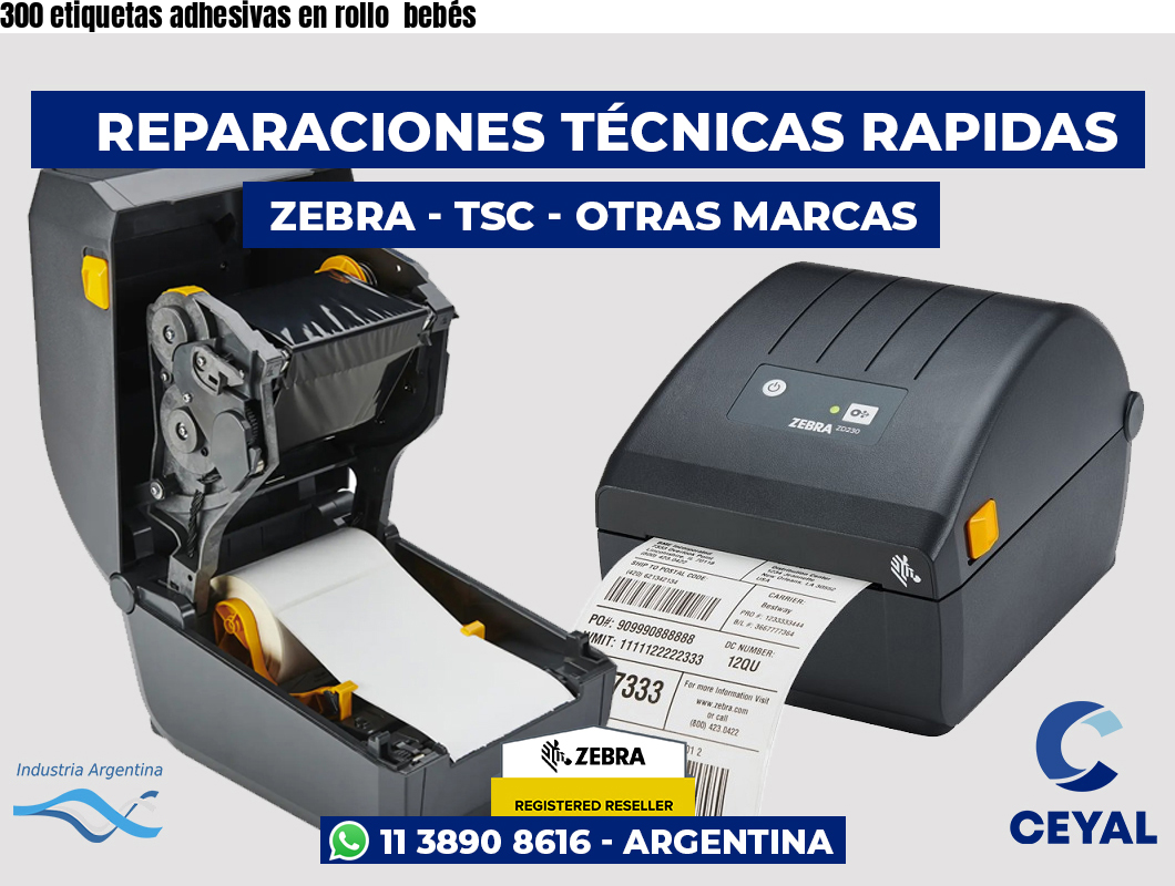 300 etiquetas adhesivas en rollo bebés