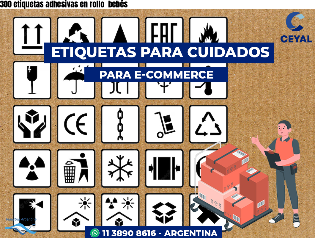 300 etiquetas adhesivas en rollo  bebés