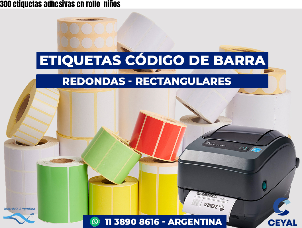 300 etiquetas adhesivas en rollo  niños