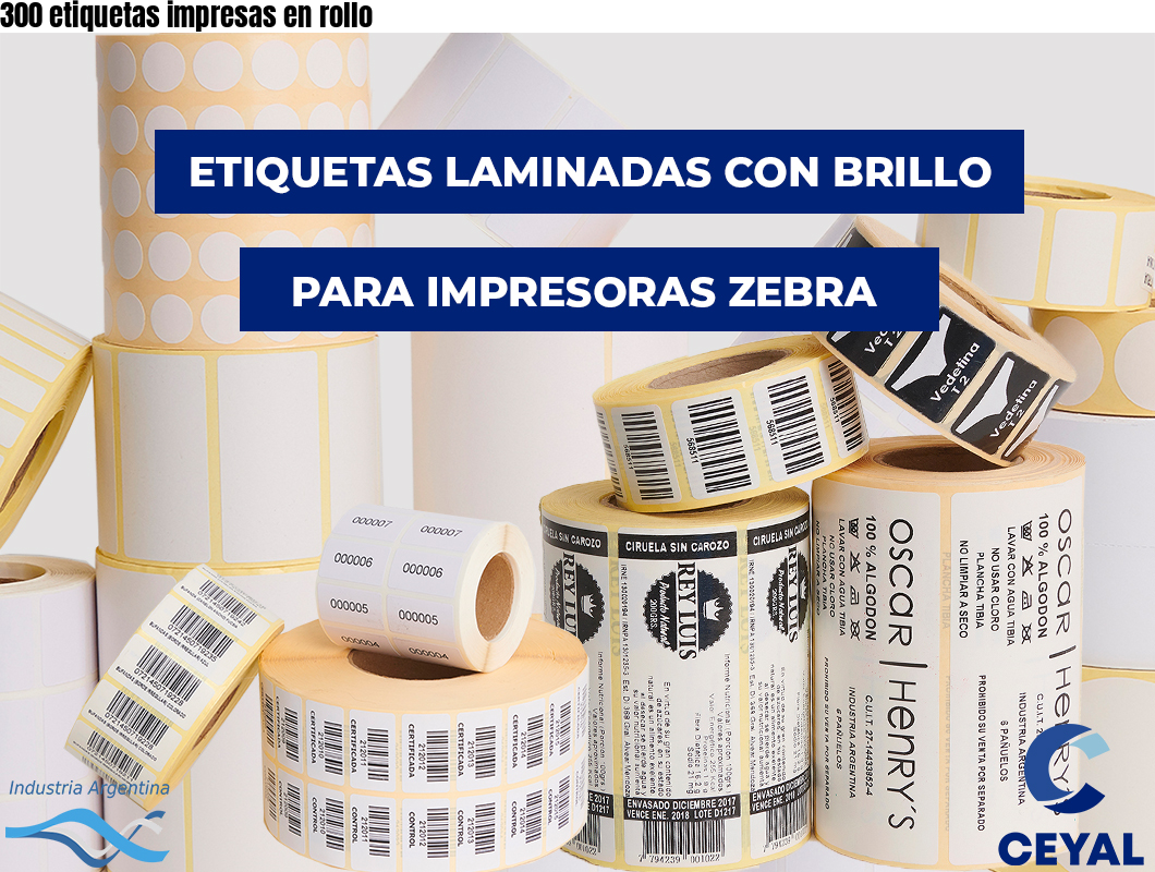300 etiquetas impresas en rollo