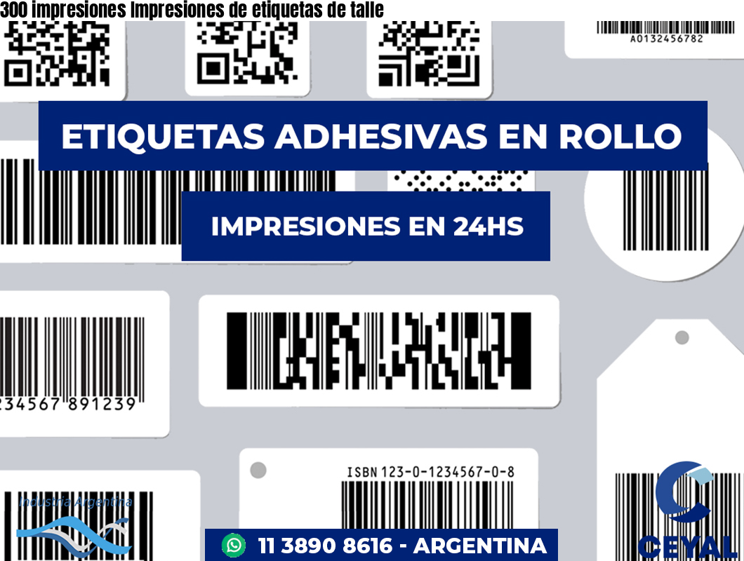 300 impresiones Impresiones de etiquetas de talle