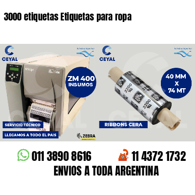 3000 etiquetas Etiquetas para ropa