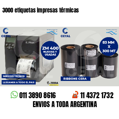 3000 etiquetas impresas térmicas