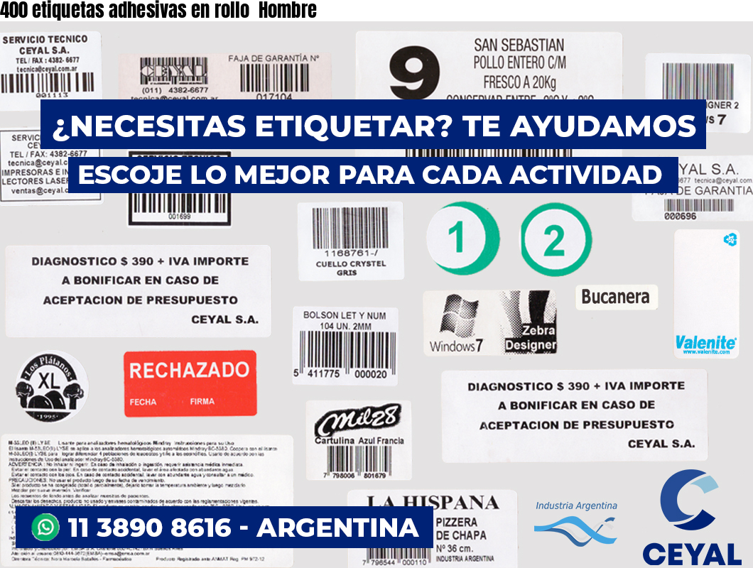 400 etiquetas adhesivas en rollo  Hombre