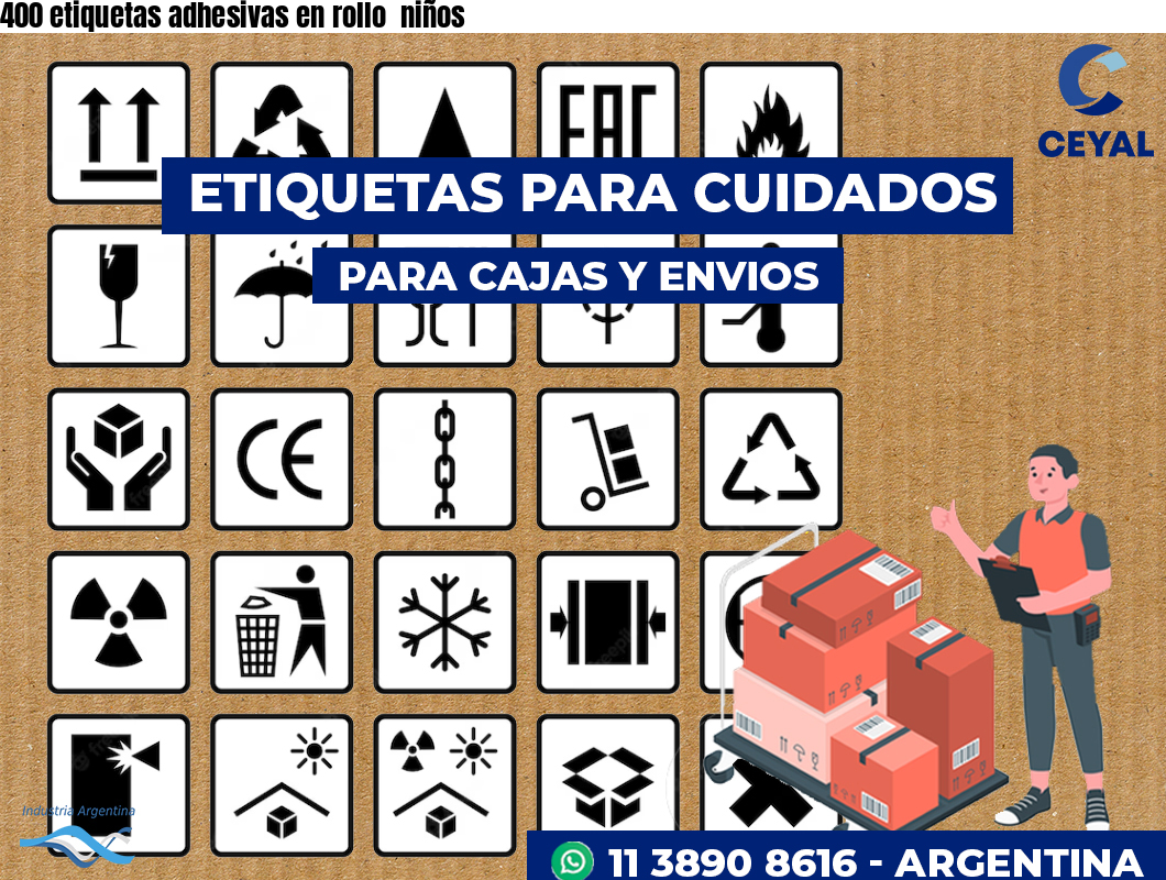 400 etiquetas adhesivas en rollo  niños