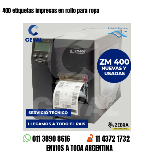 400 etiquetas impresas en rollo para ropa