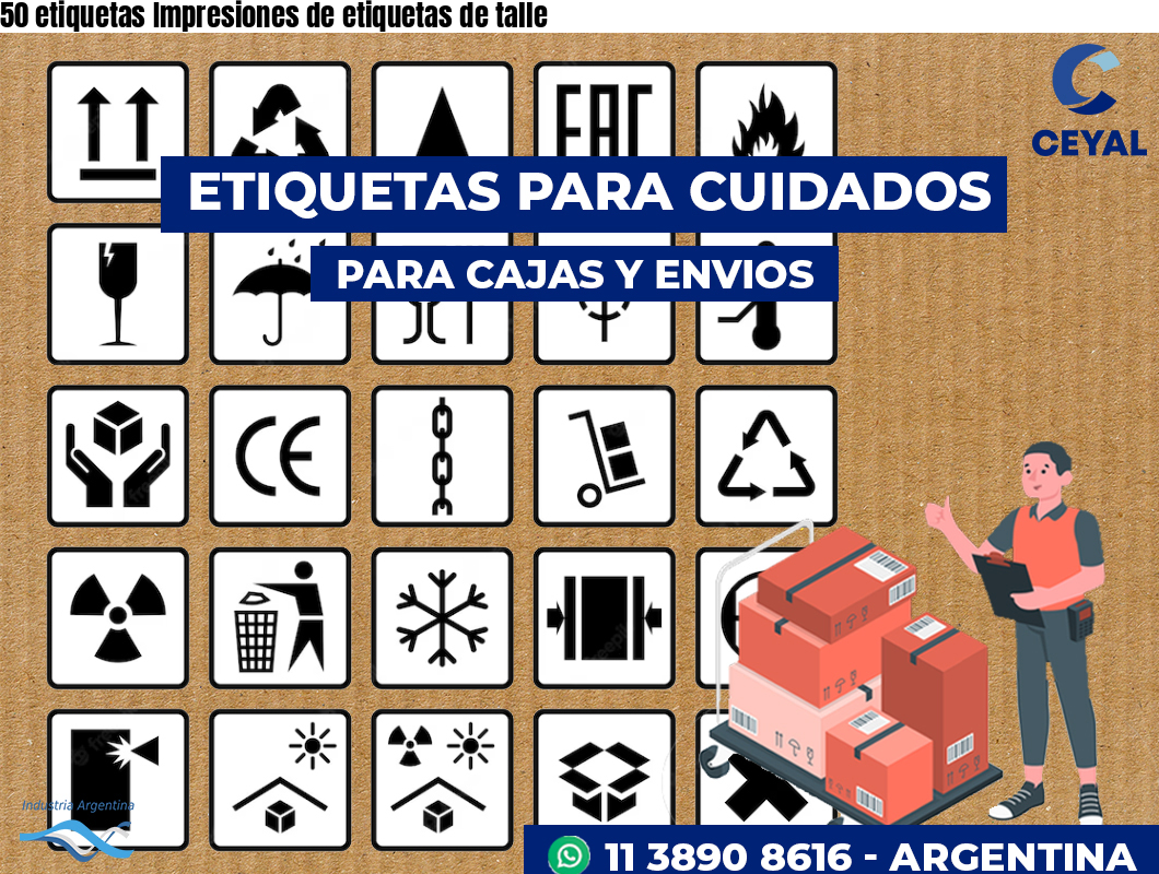 50 etiquetas Impresiones de etiquetas de talle