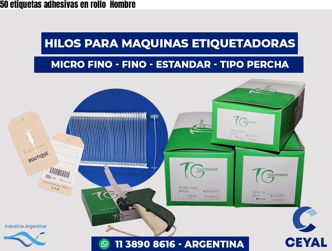 50 etiquetas adhesivas en rollo  Hombre