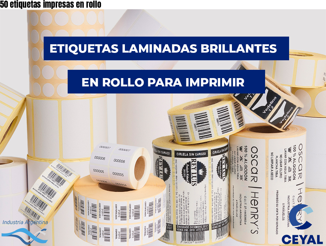 50 etiquetas impresas en rollo