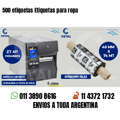 500 etiquetas Etiquetas para ropa