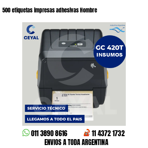 500 etiquetas impresas adhesivas Hombre