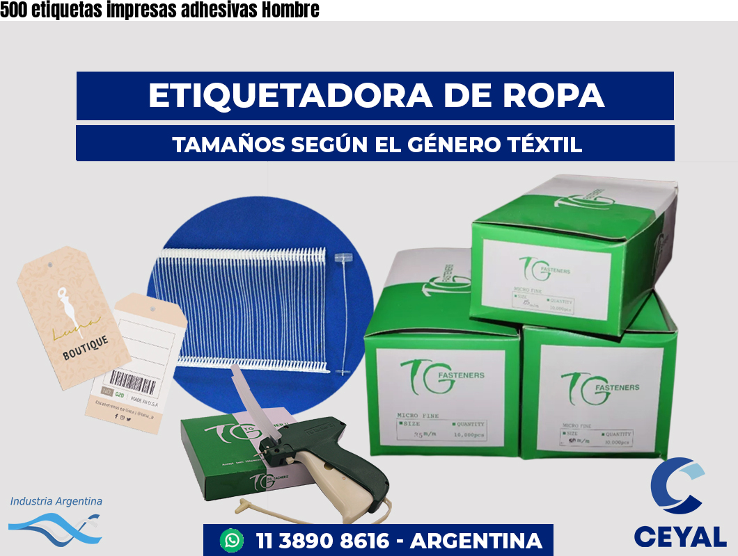 500 etiquetas impresas adhesivas Hombre