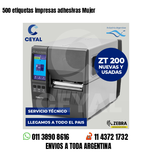 500 etiquetas impresas adhesivas Mujer